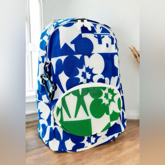 Kipling Backpack X Minju Kim Delia & Large Rabbit Metal Keychain Green Blue - Picture 1 of 9